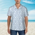 thumbnail image 2 of Balery Gray White Floral Camisas hawaianas de manga corta para hombre, camisas playeras de corte holgado, camisas de vacaciones con botones,Large, 2 of 7