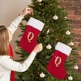 thumbnail image 4 of Luoshdecor Christmas Stockings with Initials Letter, 11.8" Soft Plush White Cuff Christmas Stockings，Gold Letter Knit Christmas Stocking , for Fireplace Party (Letter Q ), 4 of 6