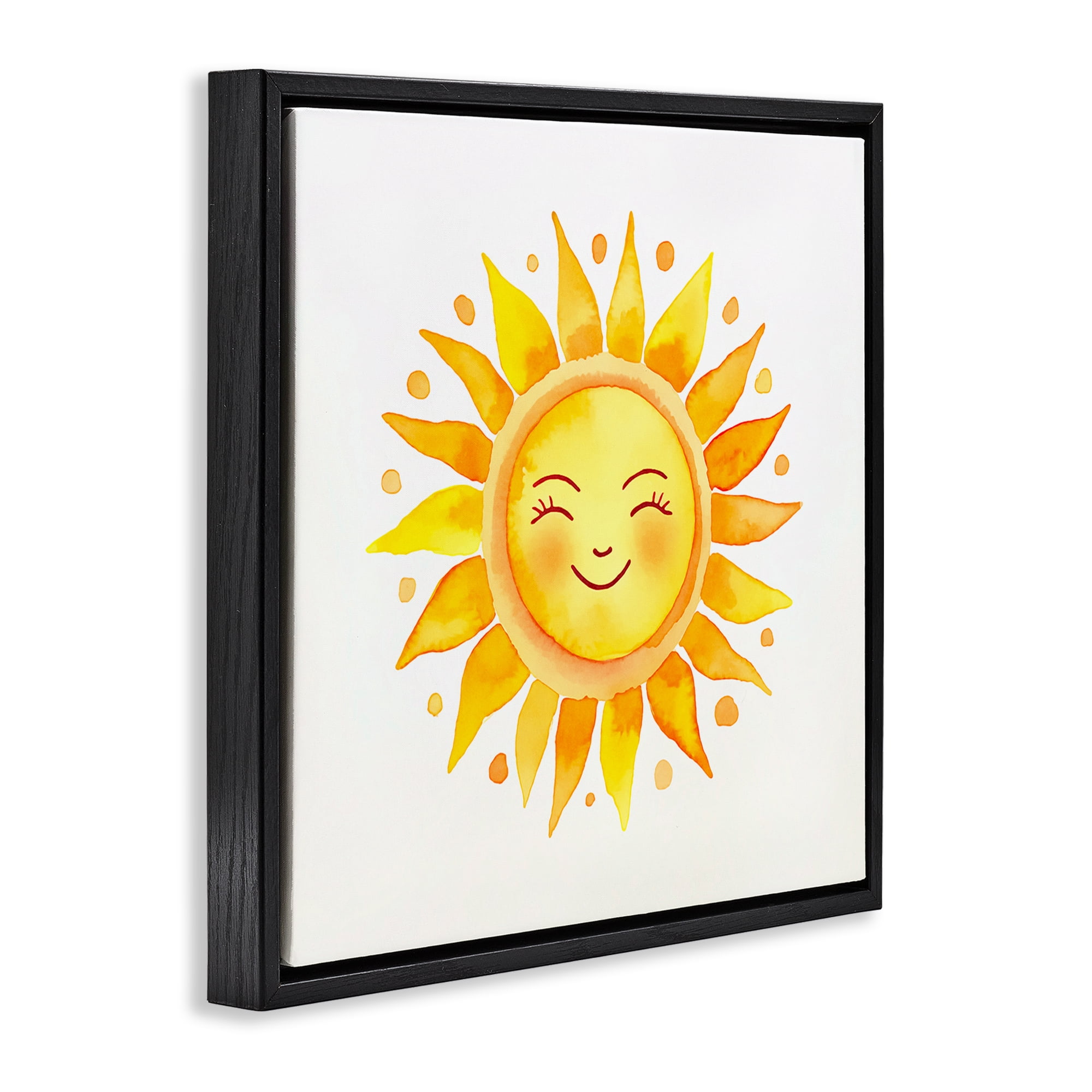 Stupell Industries Happy Sun Boho Rays Landscape & Nature Painting Black Floater Framed Canvas Art Print Wall Art, 18 x 18