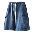 thumbnail image 5 of StSilkitty Mens Casual Denim Shorts Summer Solid Color Loose Drawstring Shorts with Pocket Soft Comfy Shorts, 5 of 9