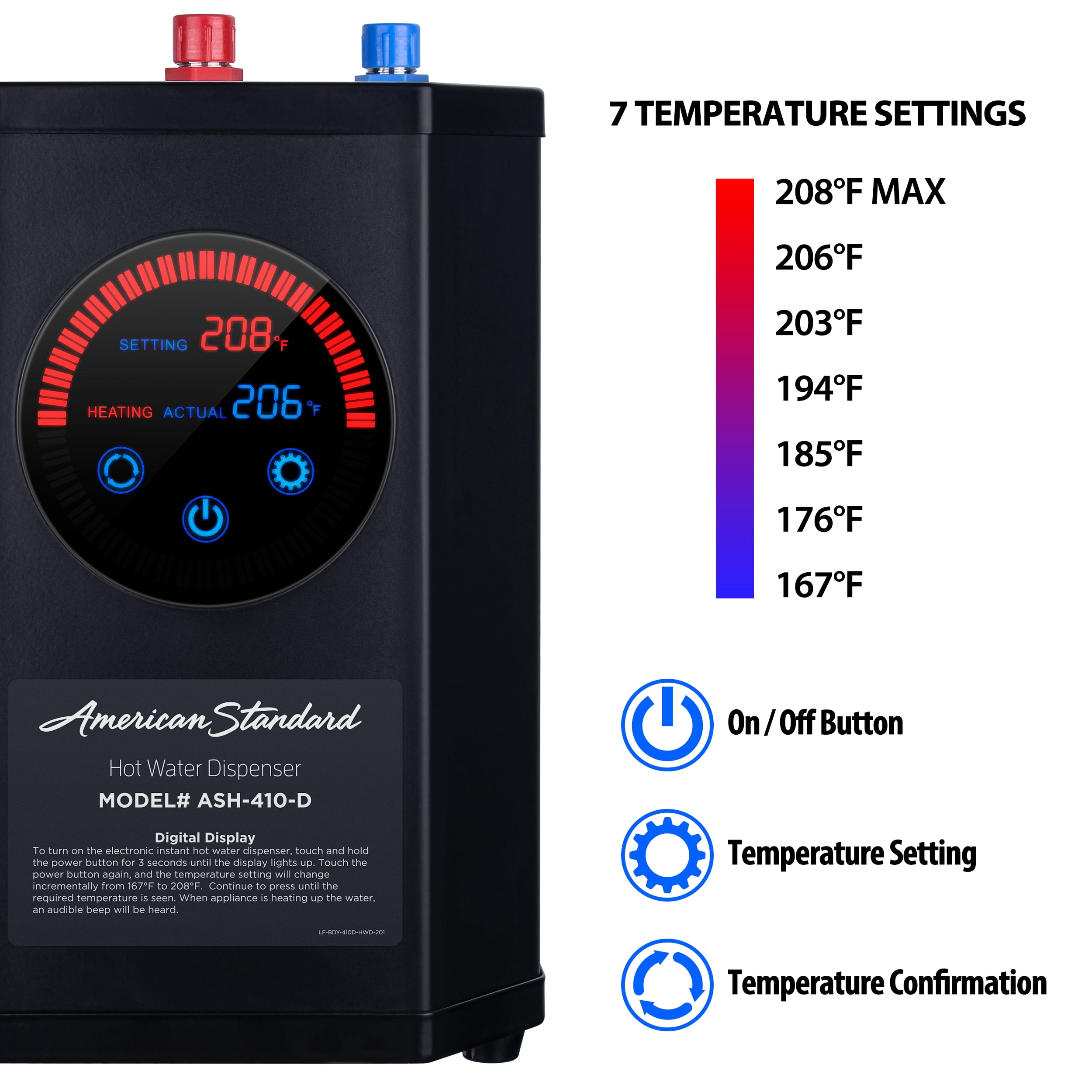 American Standard Kitchen Hot Water Dispenser 1500W with Chrome Single  Handle Faucet 41-ASH-410-F575-CH - Walmart.com