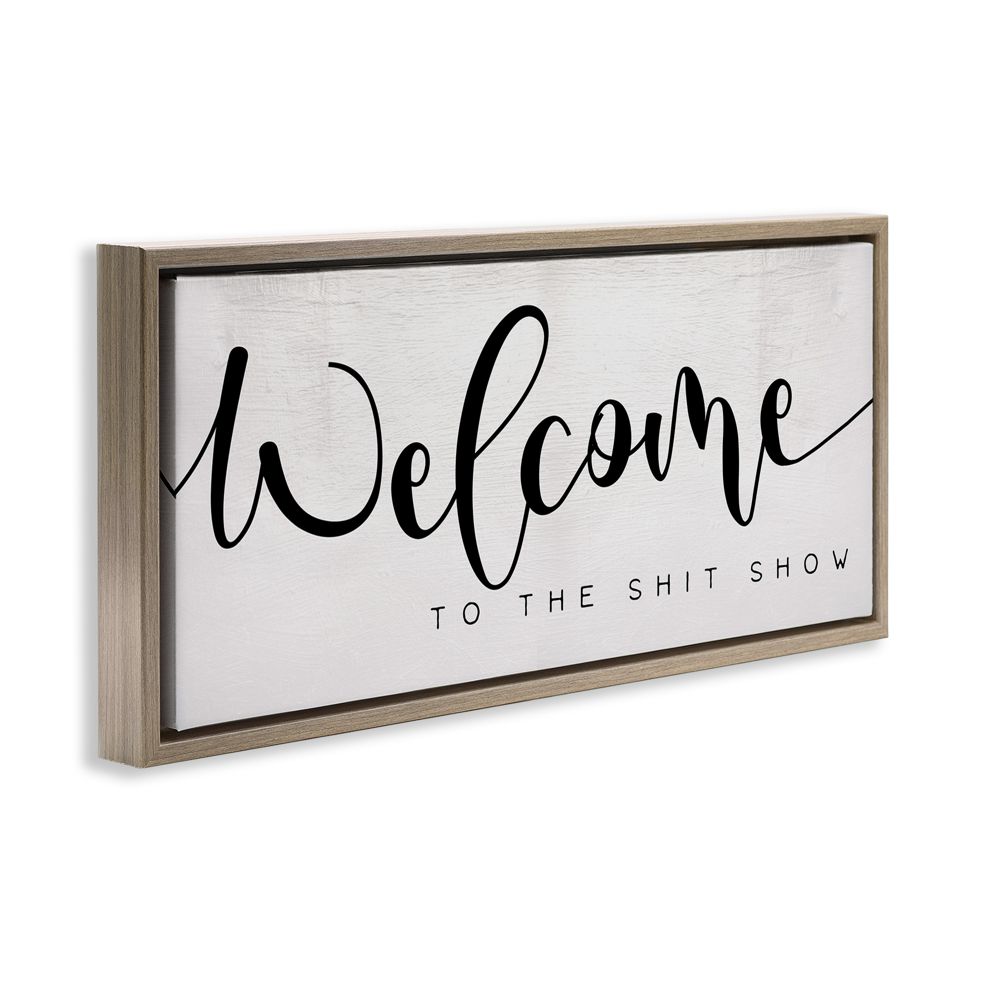 Stupell Industries Sassy Welcome Phrase Typography Painting Brown Floater Framed Canvas Art Print Wall Art, 25 x 11