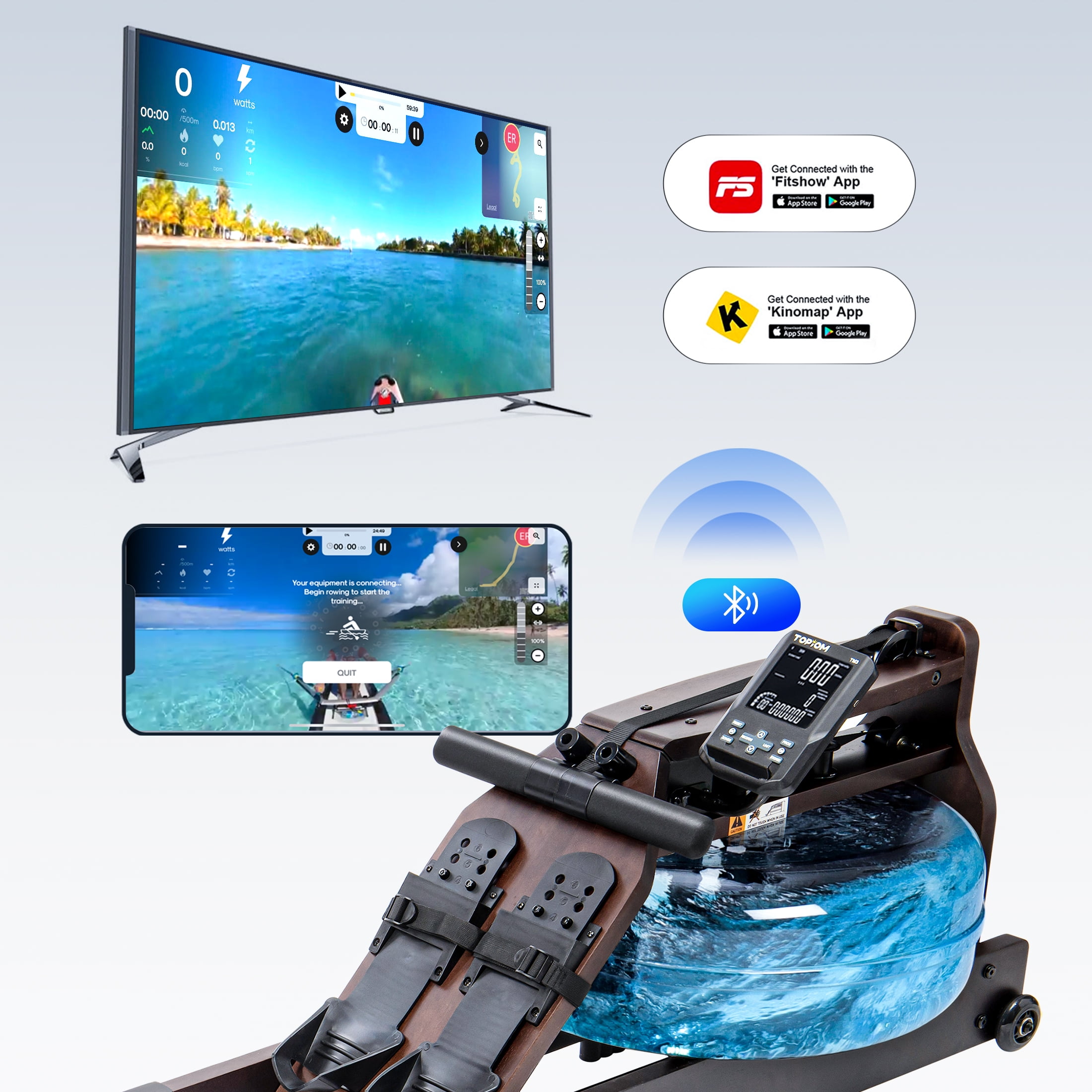 TOPIOM Water Rowing Machine TM 3 Performance Monitor 400 lbs Max Load in Togo at XOF 382565 Rating 5