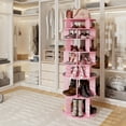 thumbnail image 2 of 8 Tier Rotating Shoe Rack Tower, 32 Pair Shoe Organizer Shelf, Pink, 63.3" x 23.6" x 23.6", 2 of 9