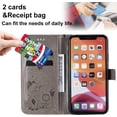 thumbnail image 2 of Compatible with iPhone 11 PRO MAX Wallet Case,PU Leather Kickstand Case with Card Slots,Durable Shockproof Cover for iPhone 11 PRO MAX,Cat and Bee Flip Shell,Gray, 2 of 13