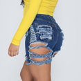 thumbnail image 5 of Aayomet Baggy Jeans for Woman High Waisted Ripped Distressed Stretchy Jean Shorts (Blue, L), 5 of 5