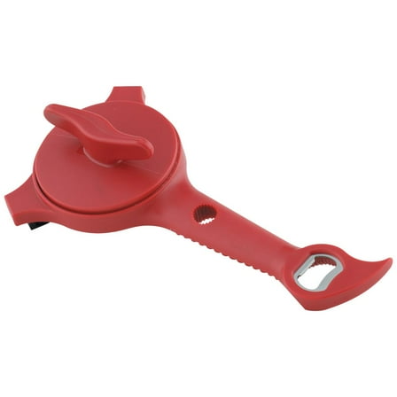 Kuhn Rikon 5-in-1 Multipurpose Opener for Jars, Bottles, and Cans, Red