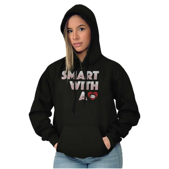 Betty Boop Cartoon Smart With A Heart Hoodie Sweatshirt Women Brisco Brands S