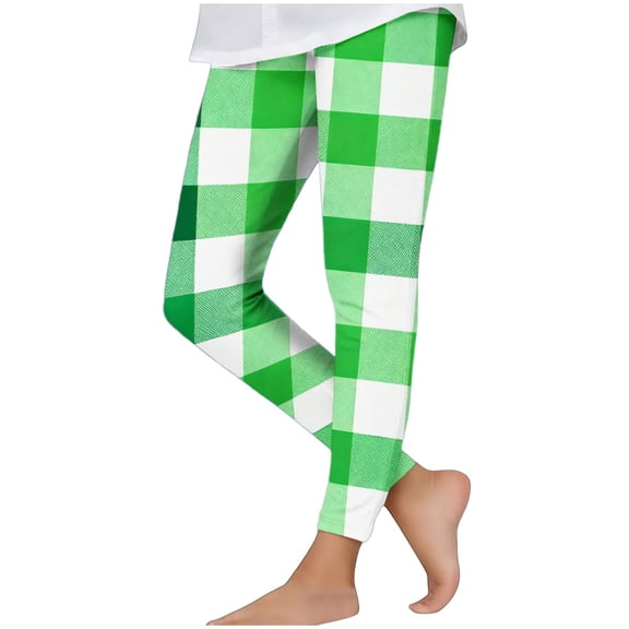 Ltctricy Girls' St. Patrick's Day Leggings Soft Casual High Waisted Stretchy Printed Slim Yoga Pants Full Length Workout Tights(Green,7-8 Years)