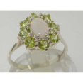 thumbnail image 2 of LBG British Made 14k White Gold Natural Opal & Peridot Womens Cluster Ring - 33 size options - Size 11.25, 2 of 6