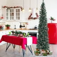 thumbnail image 3 of Costway 7ft Unlit Snowy PVC Artificial Slim Christmas Pencil Tree w/ Pine Cones, 3 of 9