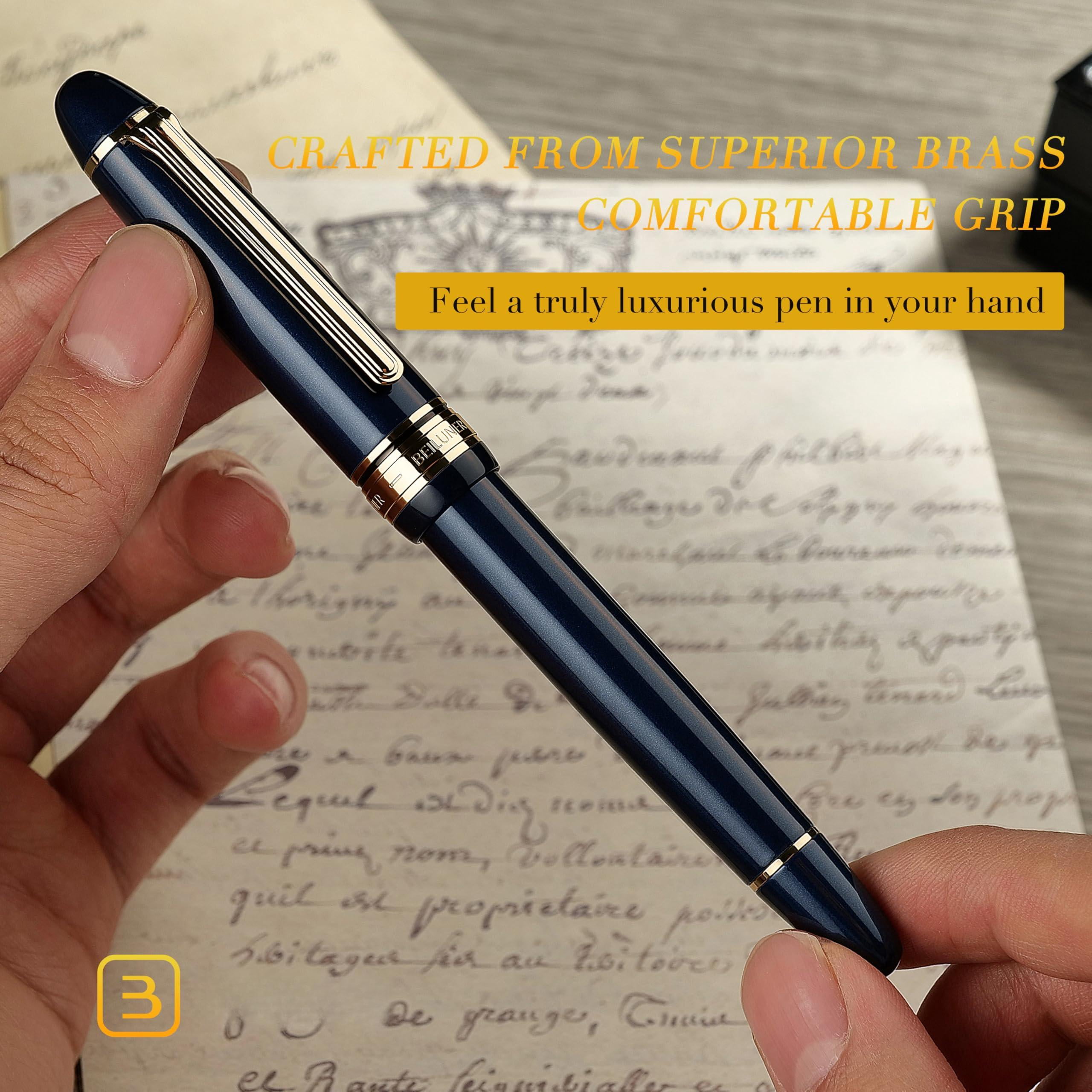319 Piano Blue Lacquer Rollerball - Stunning Luxury Pen With  Heavy Black Ink Refill Gift Set For Men & Women Professional Executive Office Fancy Classic Pens