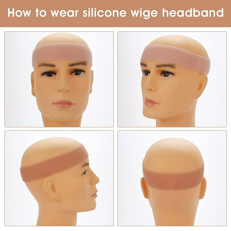 No-Slip Wig Grip Band Transparent Silicone Wig Band Comfort Head Hair Band  Extra Hold Wig Headband Adjustable Women Hair Wig Band(Light brown)