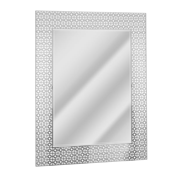 Head West Geometric Square Lattrice, Square Beveled Bathroom Mirror