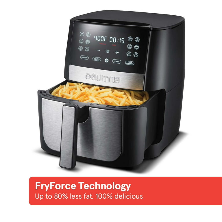 Gourmia 8 Qt Digital Air Fryer with FryForce 360 and Guided Cooking,  Black/Stainless Steel, GAF826, 14.82 H, New 