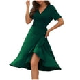 thumbnail image 1 of Birdeem Robe Bohème d'Été pour Femmes à Manches Courtes, Col en V, Taille Haute, Longue à Manches Courtes, 1 of 5