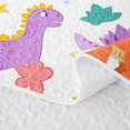 thumbnail image 5 of Feelyou Cartoon Dinosaur Egg Quilt King for Boys Girls, Flower Floral King Coverlet Set, Pink Purple, 3 Pieces, 5 of 7