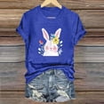 thumbnail image 2 of VBTAPA Women's Happy Easter Shirt Short Sleeve Funny Tops Rabbit Graphic Colored Eggs Print T-Shirts Easter Day Gifts Flash Sales of The Day Blue S, 2 of 5