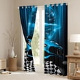 thumbnail image 3 of Homewish Blue Chic Automobile Black Out Curtains, Modern Checkered Flag Curtains Pack of 2 (42x63 Each), Extreme Sports Lover Bedroom Curtains, Black Out Curtains Room Decor, 3 of 6