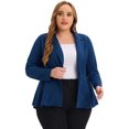 thumbnail image 1 of Blazer de talgrande pamujer con solacon muescas, dobladillo con volantes y péplum, paNavidad azul real 5X, 1 of 5
