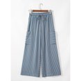 thumbnail image 2 of ZUKMRJPC Women's Stripes Lounge Trousers Elastic High Waisted Drawstring Baggy Wide Leg Pants Casual Cozy Sweatpants with Pockets, 2 of 4