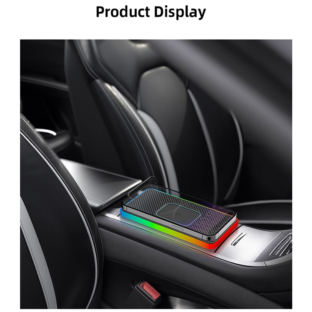 Chargeur Voiture Sans Fil Antidérapant 15W Avec Lumière LED Intégrée Pour Un