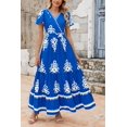 thumbnail image 4 of Vestido largo PRETTYGARDEN para mujer con cuello en V y estampado floral estilo bohemio con bolsillo, 4 of 9