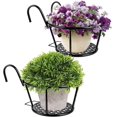 thumbnail image 1 of Hanging Flower Pot Holder, Iron Art Hanging Railing Planters Hanging Baskets Flower Pot Holder Over The Rail Metal Fence Planters Assemble Plant Racks for Patio Balcony Porch Fence (2 Pack), 1 of 7