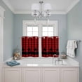 thumbnail image 3 of Red Black Plaid Kitchen Curtains Small Short 39 Inch Length, Country Vintage Star Abstract Gingham Grommet Top Bedroom Living Room Curtains, Light Filtering Cafe Curtain Drapes 2 Panels Set 55''x39'', 3 of 9