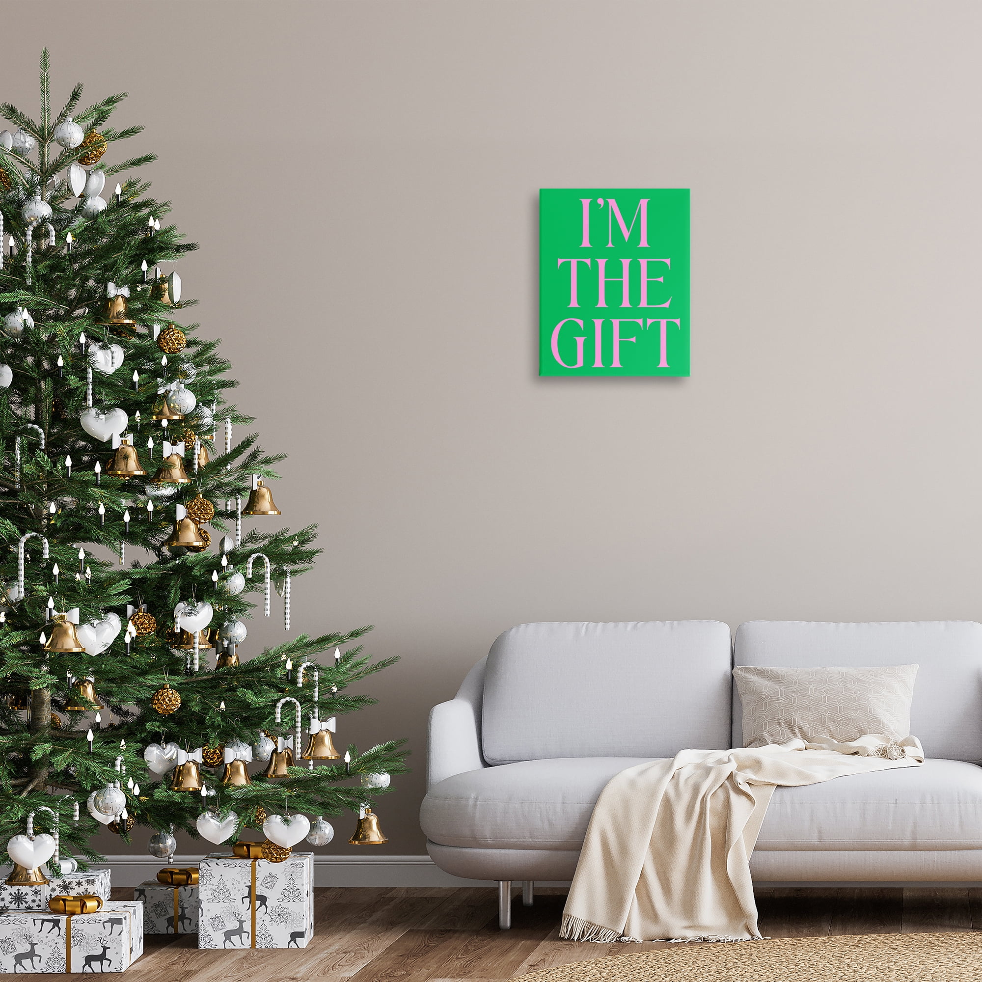 Stupell Industries Funny I'm The Gift Holiday Painting Wrapped Canvas Art Print Wall Art, 16 x 20