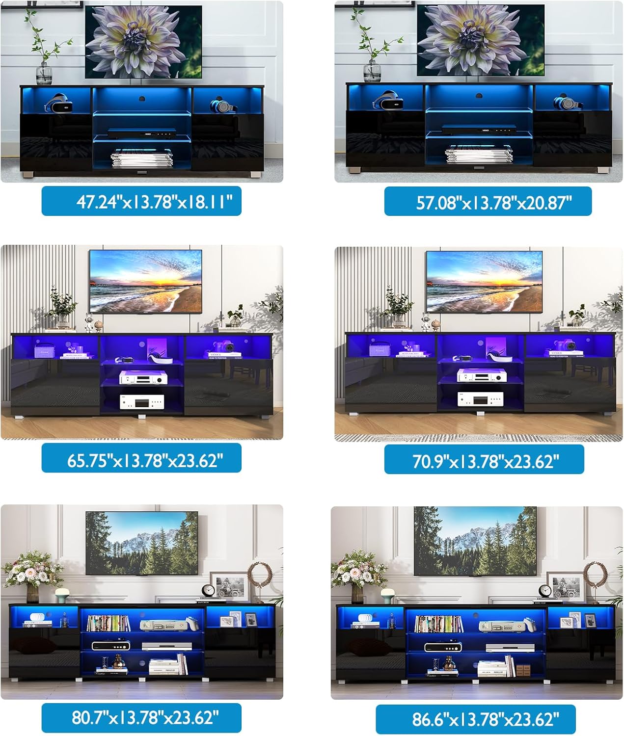 Chvans LED TV Stand with Tempered Glass Shelves for 70–80" TVs photo 3