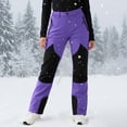 thumbnail image 2 of Moxiu Kids Fleece Lined Insulated Snow Pants Waterproof Ski Snowboard Colorblock Outdoor Hiking Warm Winter Pants with Adjustable Cuffs Purple,10 Years, 2 of 9