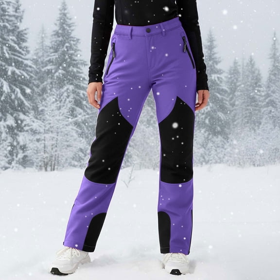 Kids Unisex Snow Pants Waterproof Fleece Lined Insulated Ski Trousers with Zipper Pockets for Winter Outdoor Sports, 4-12Y