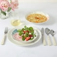 thumbnail image 5 of Martha Stewart Everyday Peony 12 Piece Round Fine Ceramic Dinnerware Set in White and Pink, 5 of 5