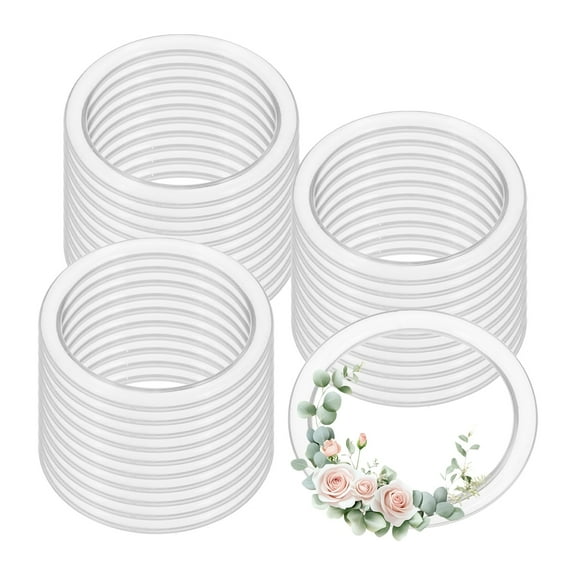 Uxcell 30Pcs Dream Catcher Rings, 2 inch Floral Macrame Plastic O Rings DIY Round Plastic Hoops for Crochet Craft Making Wall Hanging Wedding Wreath Christmas, Clear