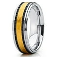 thumbnail image 2 of Silly Kings Jewelry 8mm Yellow Gold Tungsten Ring Wedding Band Hammered Milgrain Comfort Fit (6), 2 of 3