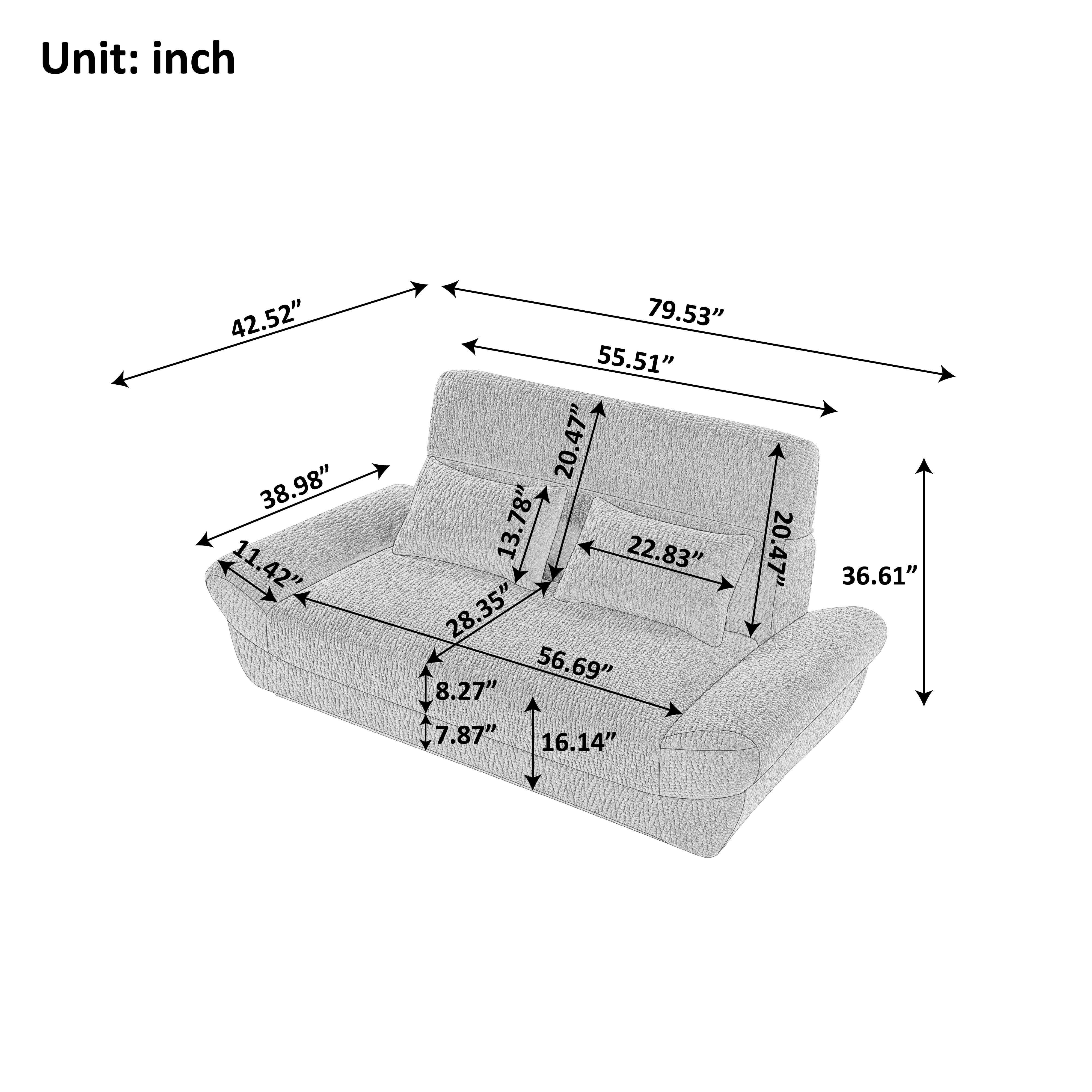 MAYEERTY Cloud Couch Compressed Corduroy Loveseat, 2-Seater Ergonomic High Back Sofa, Plush Cushioning, No Assembly, Boxed Sofa for Small Spaces