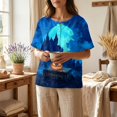 thumbnail image 4 of Halloween Shirts for Women Witch Hat Bat Loose Fit Short Sleeve Cute Tees Skeleton Print Henley Spooky Funny Tops XL, 4 of 7