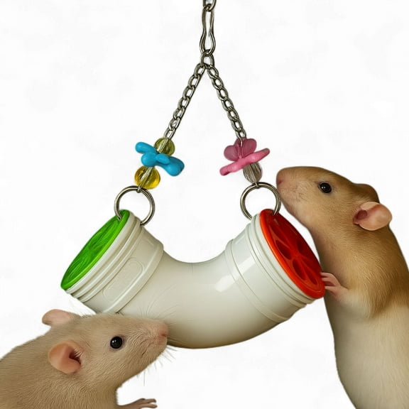 Foraging Plastic Toy with Hanging Treat Tube for Rats & Guinea Pigs