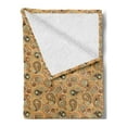 thumbnail image 2 of Brown Paisley Soft Flannel Fleece Throw Blanket, Oriental Continuous Antique Folk Print in Warm Tones, Cozy Plush for Indoor and Outdoor Use, 60" x 80", Camel Pale Orange, by Ambesonne, 2 of 5