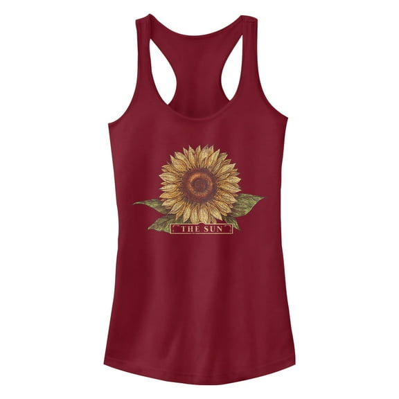 Junior's Lost Gods Sunflower Drawing Racerback Tank Top