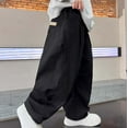 thumbnail image 4 of Boys Pants,Joggers Boys Cargo Winter Lined Casual Pockets Comfortable Straight Leg Trousers,Boys Athletic Pants,Black,8-9 Years, 4 of 8