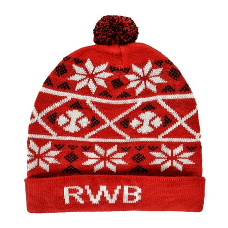Fair Isle Hat Patterns - RWB Abstract Fair Isle Pattern Ugly Christmas Beanie One Size Hat Red