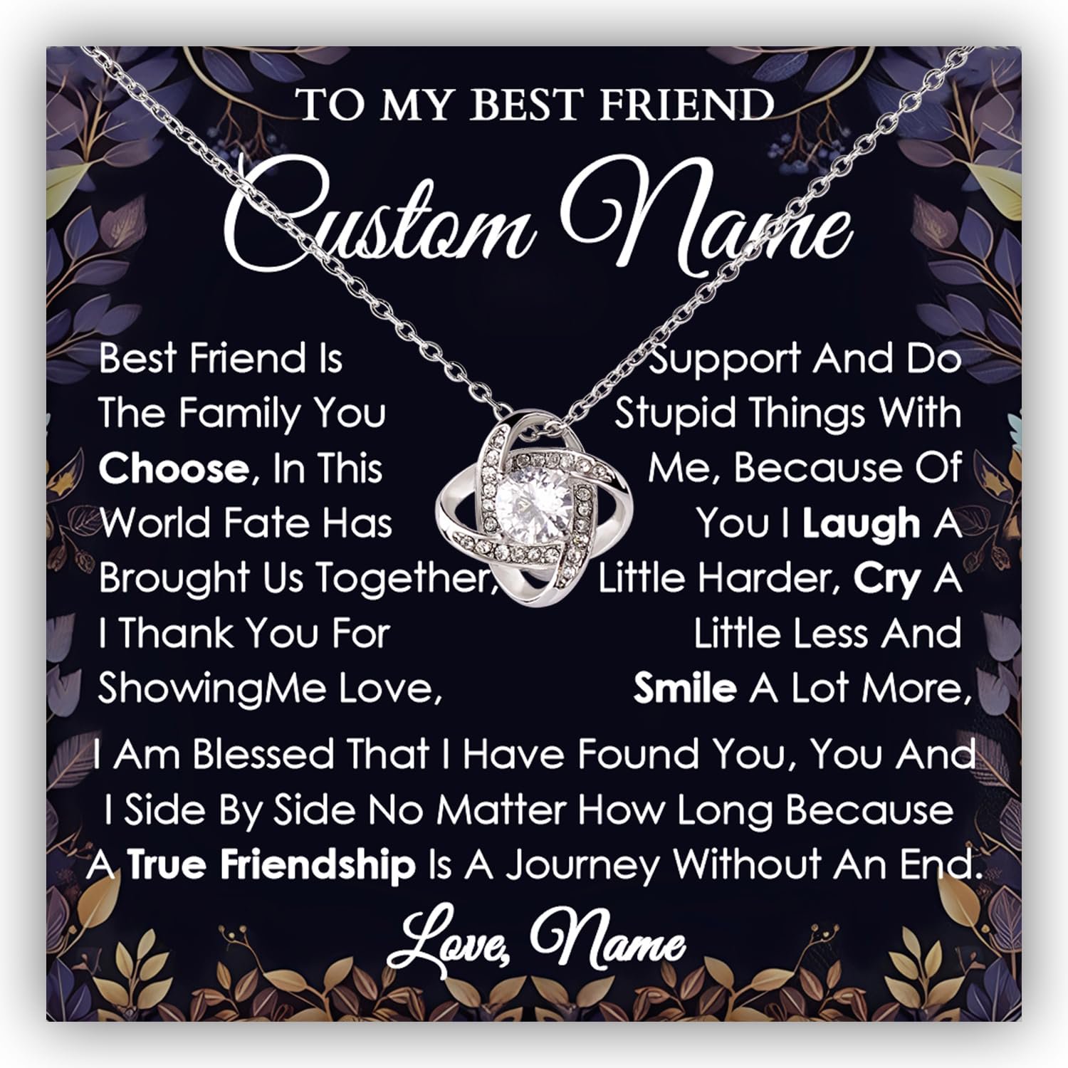 Best Friend Necklace For Women, Friendship Necklace, To My Best Friend Necklaces, Friendship Necklace For Women, Birthday Necklace Her Friends #1210, White Love Knot Necklace