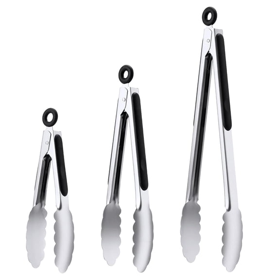 Tongs For Cooking - Heat Resistant 600 Degrees Stainless Steel Kitchen Tong,Heavy Duty Metal Locking Tongs - Perfect for Food,Salad and BBQ set of 3 (8",10.5" and 13.5") Dishwasher