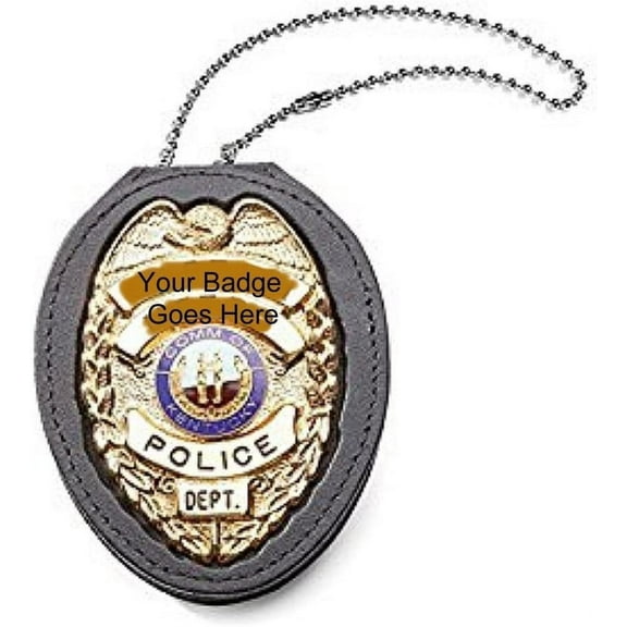 Clip on Leather Badge Holder with Chain #2520TABK