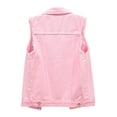 thumbnail image 4 of Capreze Women Denim Vest Solid Color Sleeveless Cropped Jacket Buttons Down Lapel Jean Vest Plus Size, 4 of 9