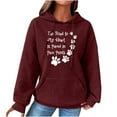 thumbnail image 3 of DDAPJ pyju Dog Mom Hoodies for Women Cute Dog Paw Print Hooded Sweatshirt Funny Letter Graphic Hoodie Waffle Knit Drawstring Pullover Tops 2025 Gifts Ideas Wine L, 3 of 5