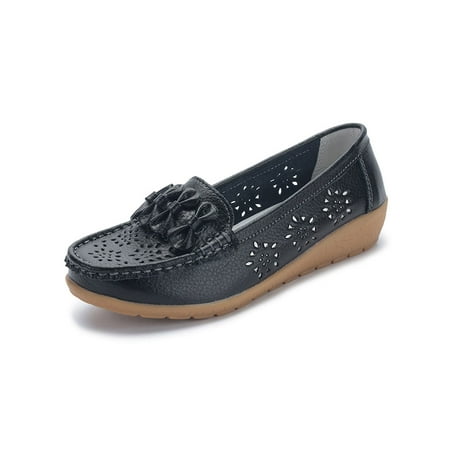 

Zodanni Ladies Loafers Comfort Moccasins Driving Flats Women Nurse Shoe Womens Lightweight Slip On Casual Shoes Black-Hollow out 7