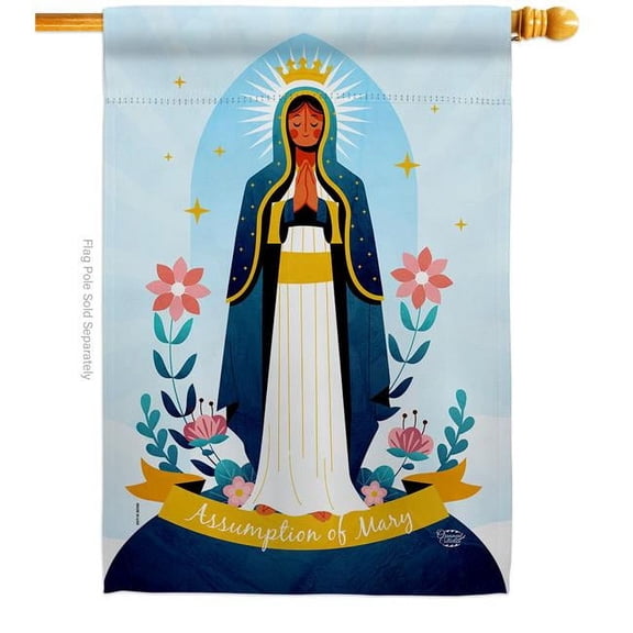 Ornament Collection H190048-BO Assumption of Mary Religious Faith Double-Sided Garden Decorative House Flag, Multi Color